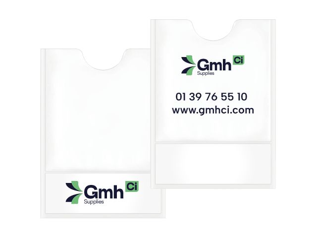 Pochette adhésive personnalisée - à coller sur pare-brise de véhicule - pour badges parking et identification visiteurs_0