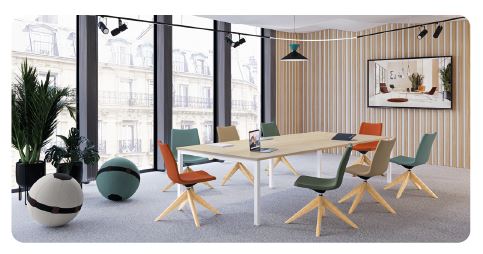 Table de réunion Cowork' - piètement métallique robuste et plateau mélaminé double face_1