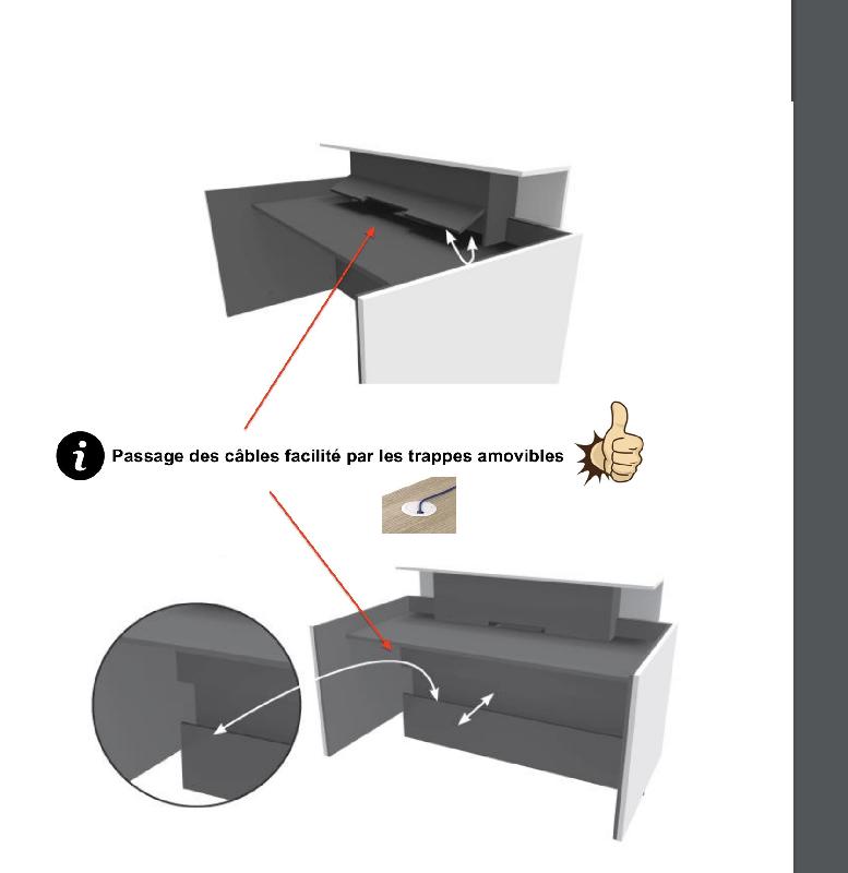 Banque d'accueil avec étagère intégrée Avant - Ofitres - 157, Blanc, Gauche, Oui, Gris brillant_1