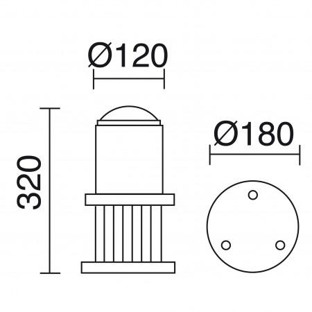 Borne lumineuse Cok IP55 E27 - 70W max - Aluminium anthracite - Hauteur 32 cm_1