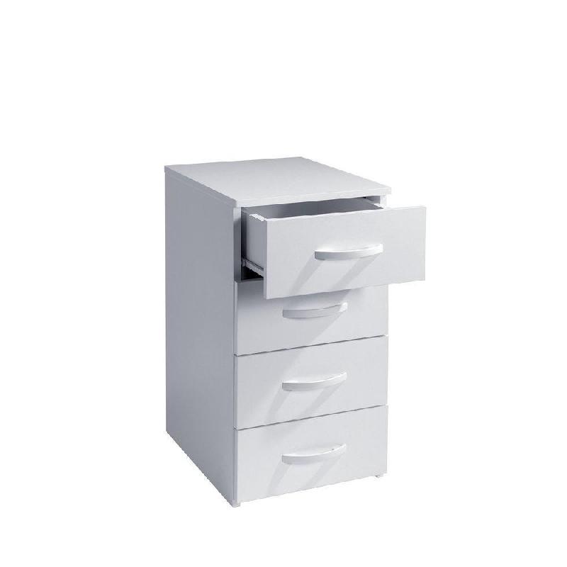 Caisson de bureau - 4 tiroirs - L35,4xP44,7xH68,8cm - Blanc - Bois_1