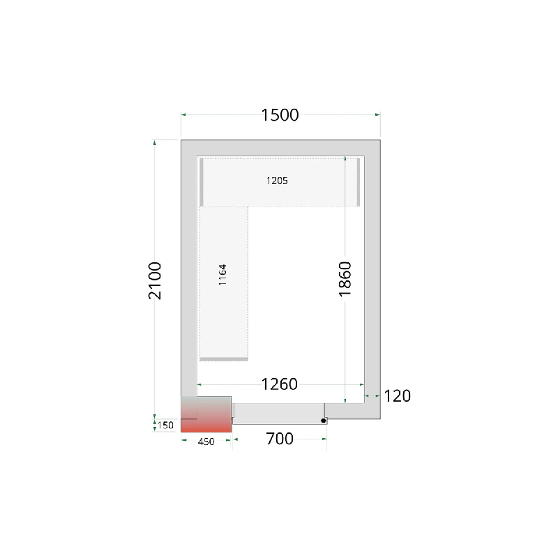 Chambre froide négative CRNF1521 Blanc 1500 x 2100 x 2200 mm TEFCOLD_1