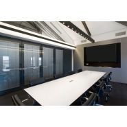 Cloison mobile vitrée acoustique Movista Hufcor - insonorisation jusqu'à 47 Rwdb - aluminium et verre trempé_1