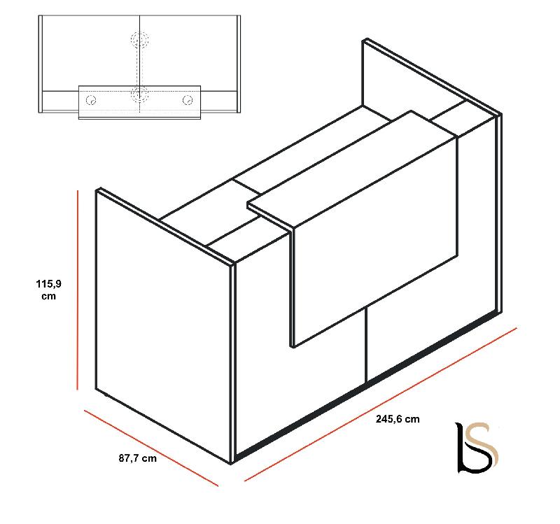 Comptoir d'accueil lumineux pour 2 personnes TERA  - MDD - 246, Blanc mat, Blanc_1