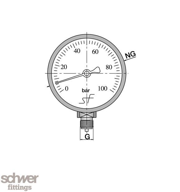 Rmg - manomètre à tube de bourdon - schwer fittings - pour mesure de fluides liquides et gazeux_1