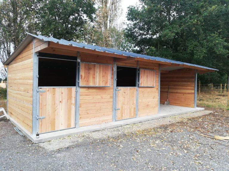 2 Boxes Pro avec Abri Pro - Confort et Robustesse pour Chevaux - Structure Bois Douglas et Poteaux Métal - BOX018_1