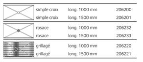 Barrière main courante LISBONNE - Simple croix, rosage ou grillagé - Longueurs 1000 ou 1500 mm_1
