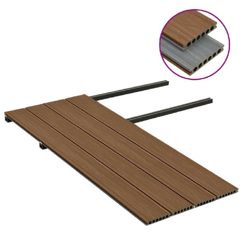 Vidaxl panneaux de terrasse et accessoires wpc marron/gris 10 m² 4 m 3070470_1