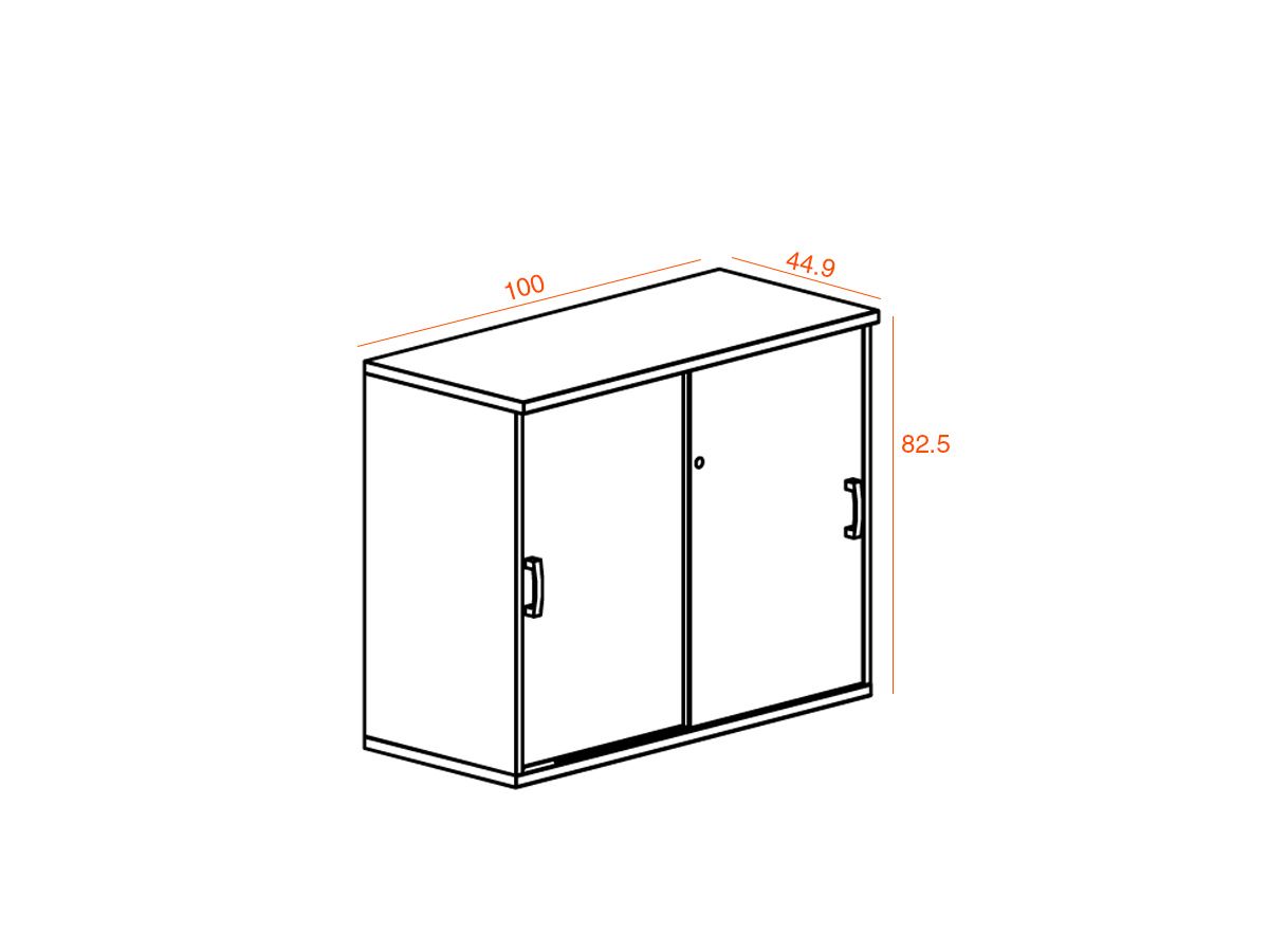 Armoire basse unie - Portes coulissantes LAGO - L100 x H82,5 cm - Bois mélaminé - Disponible en plusieurs coloris_1