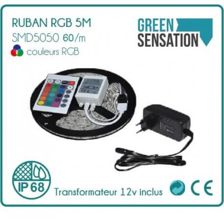 Ruban à LED RGB 5 mètres - Télécommande 24 boutons - Transformateur 12V IP68 SMD5050 - Haute intensité_1