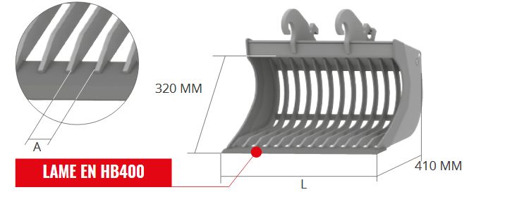 Godet squelette VN 100GD - Cangini - 1200 mm - lame HB400 pour sols mouillés et recyclage_1