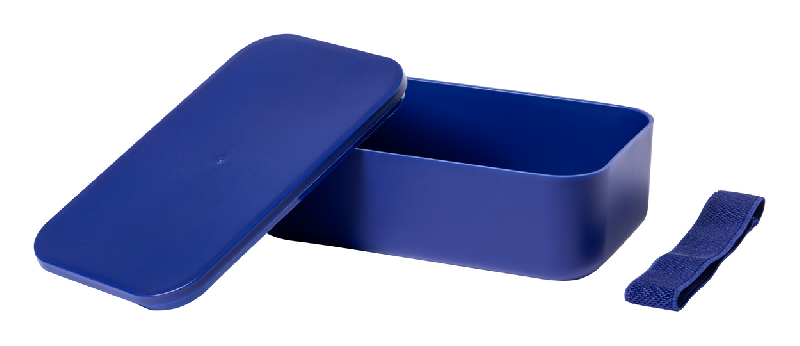 Boîte lunch - plastique PP avec sangle élastique - 1000 ml - couleur bleu foncé_1