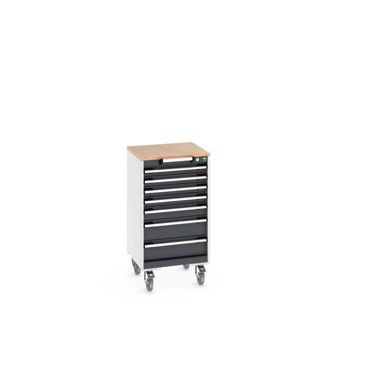 Armoire roulante Cubio SLR-558-7.1 - 7 tiroirs avec plateau en multiplis et châssis renforcé - 525x525x990mm_0