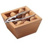 Bol à noix en bambou - robuste, avec renfoncements pour stockage et casse-noix en métal inclus_1