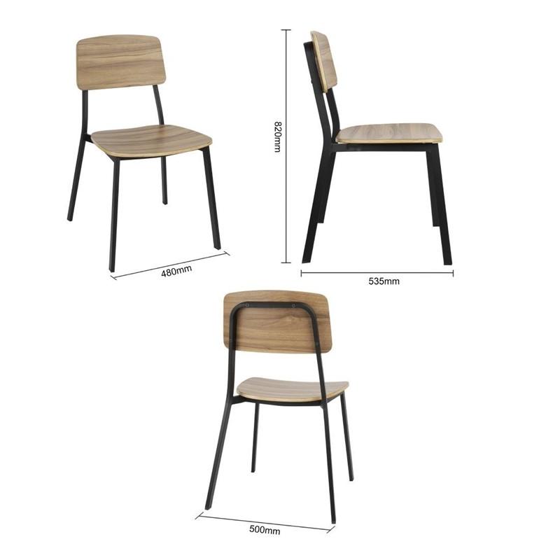 Chaises Beaufort en bois noyer et acier noir - Empilables - Lot de 2 - FU524 | Bolero_1