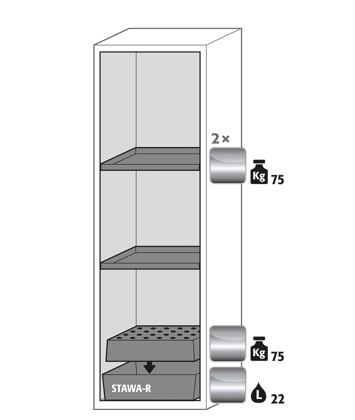 Armoire de sécurité S-CLASSIC-90 modèle S90.196.060 - Réf 30227-001-30256 - Type 90 pour substances inflammables avec test résistance au feu_1