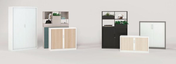 Armoirette à rideaux Mobimetal - optimisée pour l’espace, rideaux trilames coulissants, multiples dimensions disponibles_1