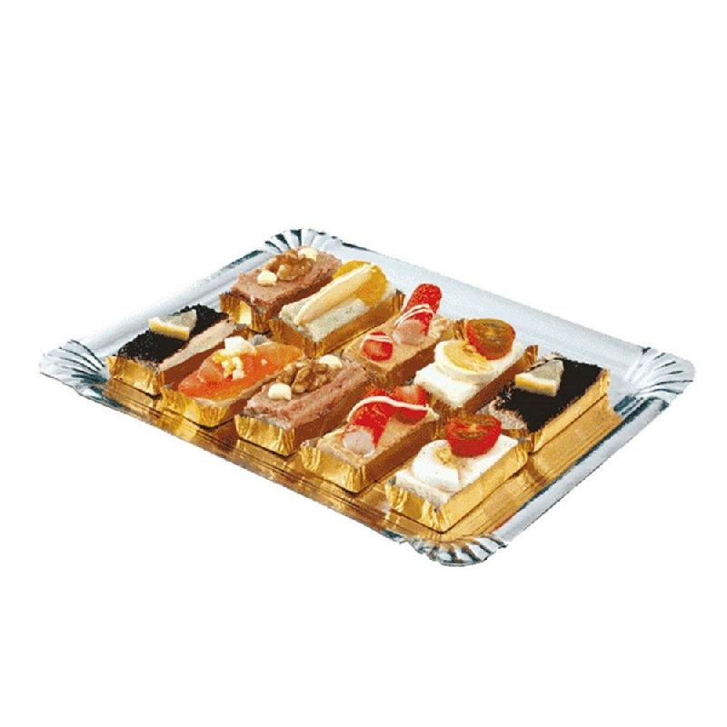 Plateau traiteur carton argent/or 25x34cm - par 100_1
