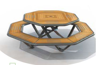 Table octogonale - Assise et plan de table en stratifié compact - Pieds en tube acier - Référence 10900134_1