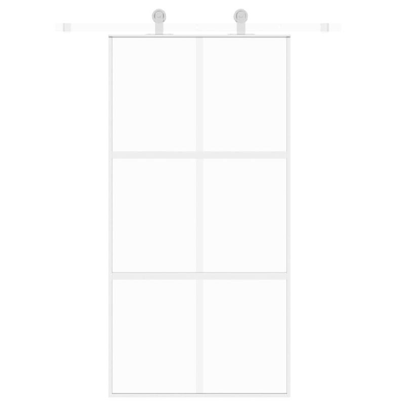 Vidaxl porte coulissante blanc 102,5x205 cm verre trempé aluminium 155218_1