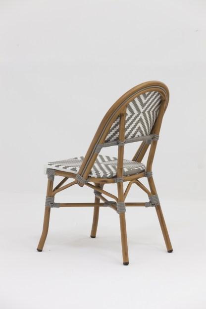 Chaise de terrasse CONTI - chevrons gris et blancs - structure aluminium rotin et assise en polyéthylène_1