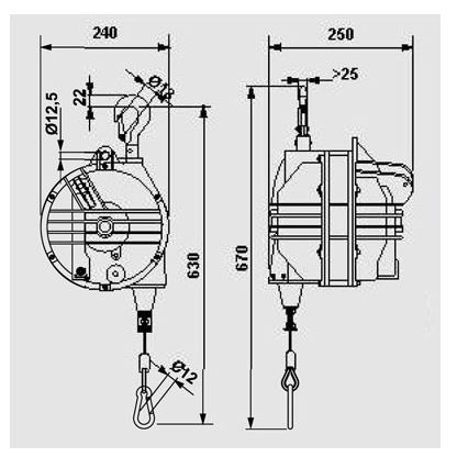 Équilibreur de charges enrouleur 9370-9371 - câble inox - corps aluminium - capacité 75 à 105 kg_1