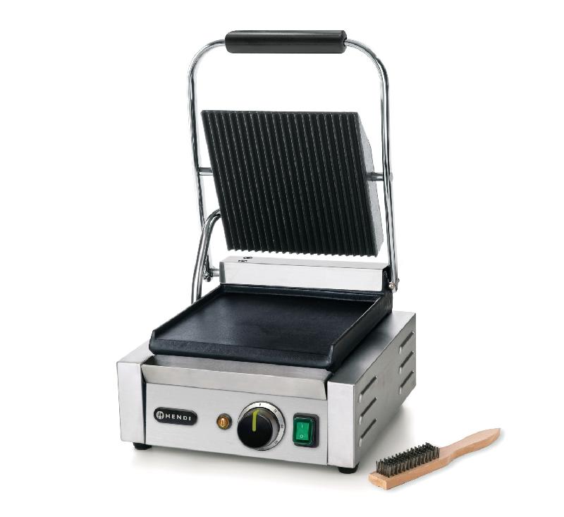 Grill de contact modèle simple 1/2 rainuré 1/2 lisse 220x230mm HENDI_1