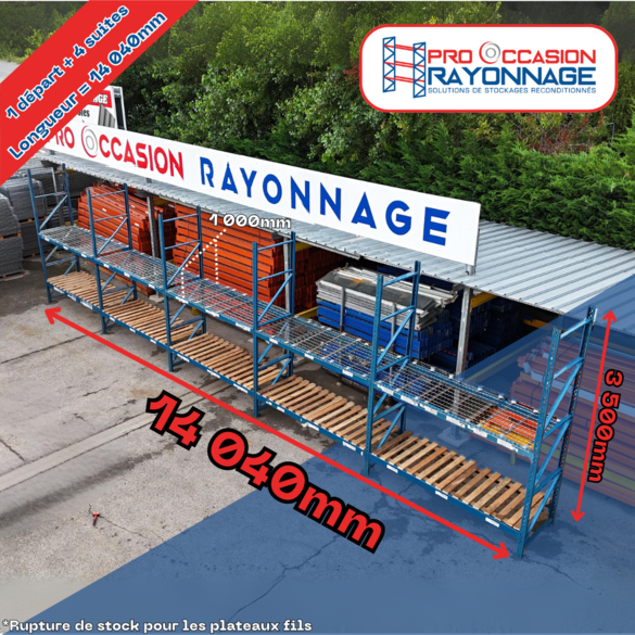 Lot de rayonnage industriel - Hauteur 3 500mm, Longueur 14 040mm, Profondeur 1 000mm - Provost Propal_1