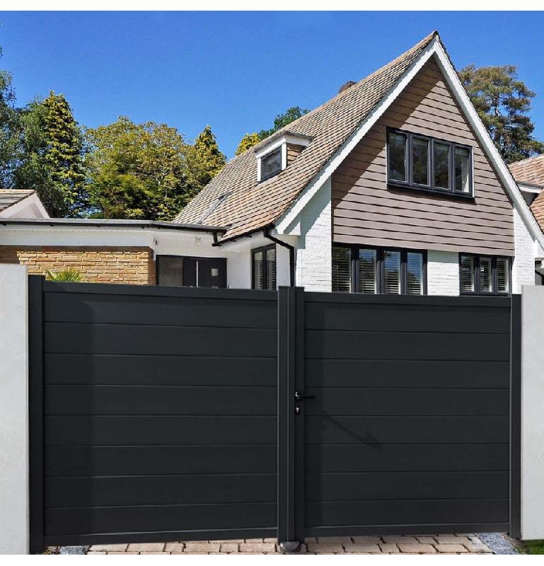 Portail aluminium Strasbourg - Gris anthracite RAL 7016 - Battant ou coulissant - portstr180350g_1