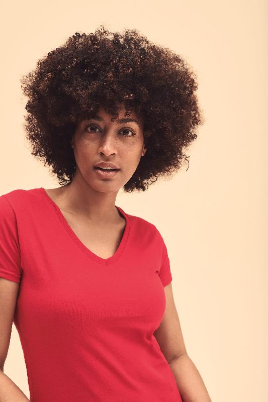 T-shirt femme col V Valueweight (61-398-0) - Fruit of the Loom - 100% coton, coupe cintrée, tailles XS à XXL_1