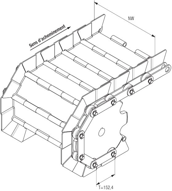 T152.4 - Bandes transporteuses métalliques AL Industrie - Pas de 152.4 mm, largeur de 200 à 1 500 mm, température max 300°C_1