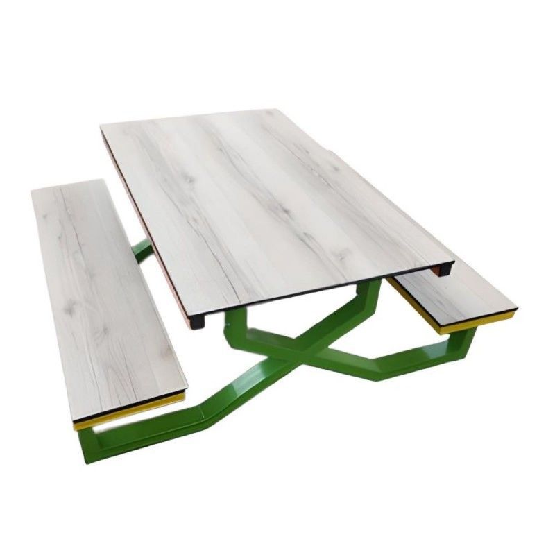 Table pique-nique enfant HPL Picolo - Hauteur réglable - Plateau en HPL compact - Finition chêne clair_1