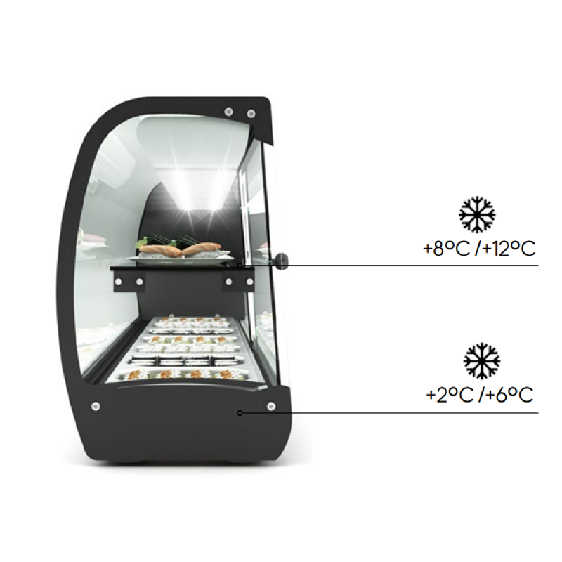 Vitrine réfrigérée à sushi SLIM - Double froid - 7 bacs GN 1/6 - 1350 mm - VSL7S | Sayl Barcelona_1