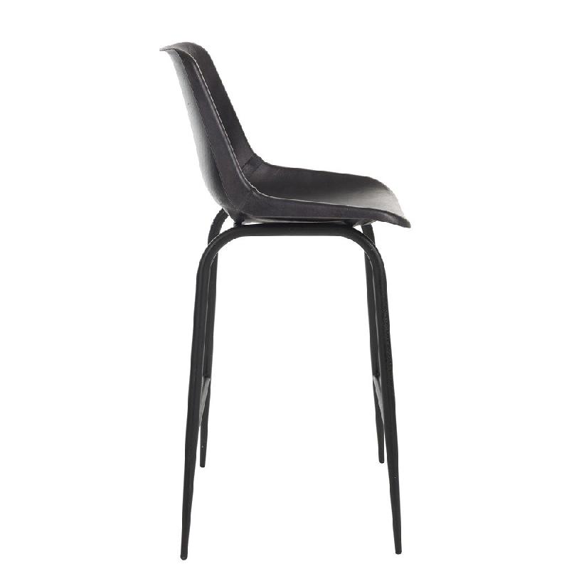 Chaise de bar Valona en cuir noir - élégance, confort et design industriel_1