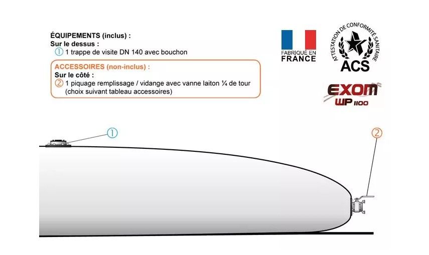 Citerne souple eau potable WP1100 - NEATFX - 60 m³ - Réalisée en tissu EXOM-WP_1