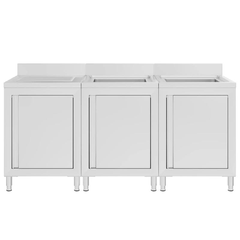 Vidaxl évier de cuisine commercial 180x60x96 cm acier inoxydable 3058271_1