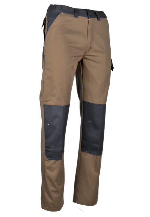 Pantalon de travail coton poly - 42, Gris/Noir, 81-84 cm - poches multiples et genouillères intégrées_1