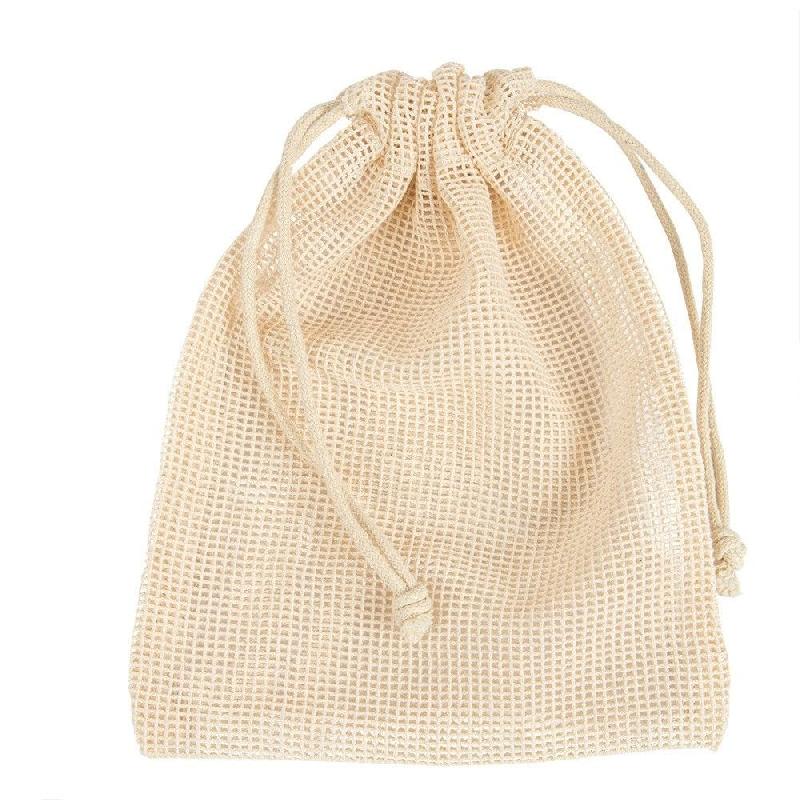 Sac filet réutilisable coton 17x23cm beige - par 25_1