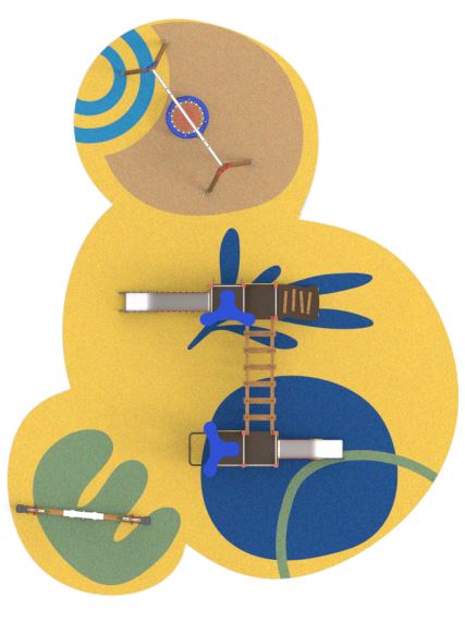 Structure pour aire de jeux - modules variés : jeux sur ressort, balançoires - W2122_1