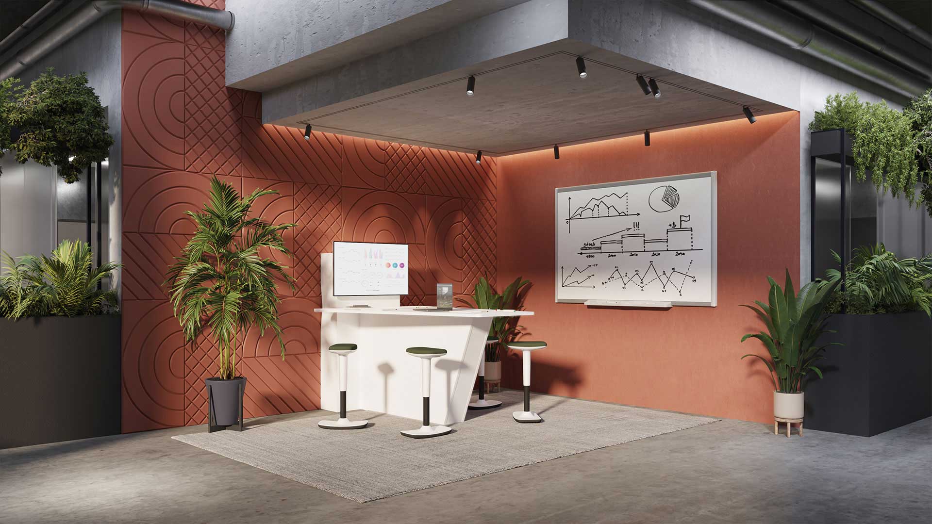 Table de réunion connectée et robuste - HUB - électrifiée avec support écran, prises PC, USB et HDMI intégrées_1