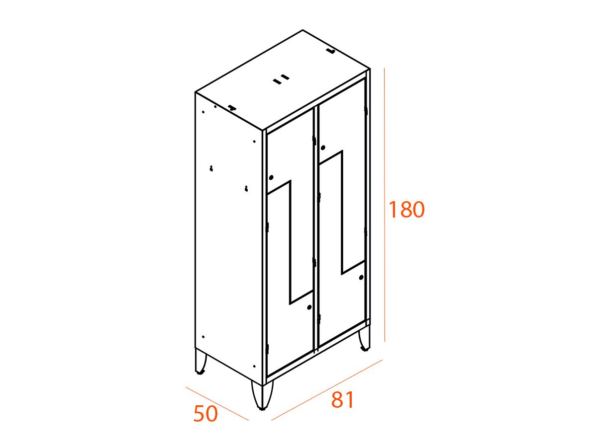 Vestiaire en L avec 4 portes DOCE - L81 x H180 cm - Métal recyclable avec renforcement et options de serrures_1