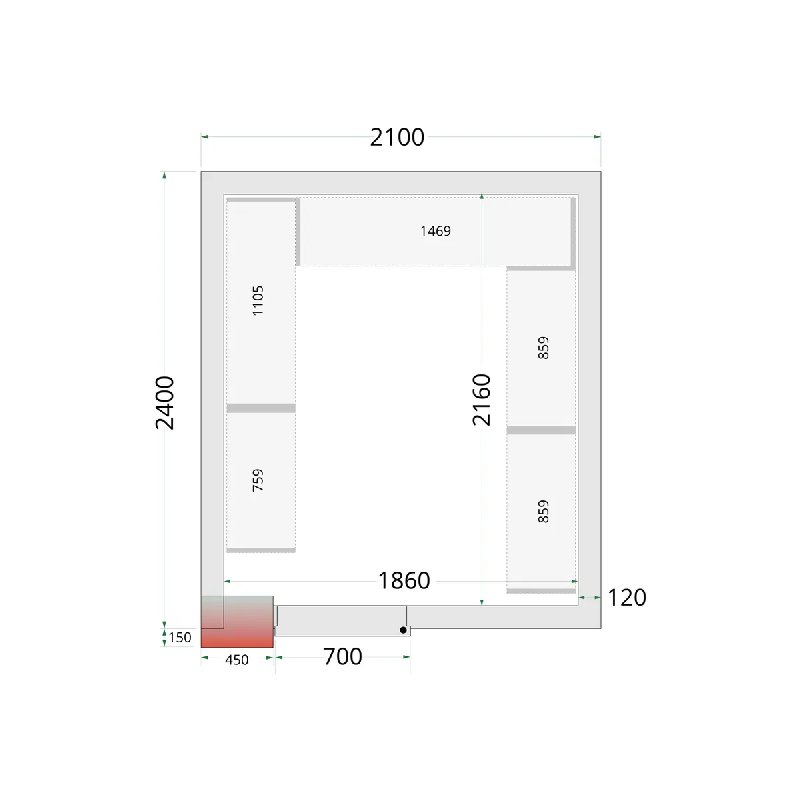 Chambre froide négative CRNF2124 Blanc 2100 x 2400 x 2200 mm TEFCOLD_1