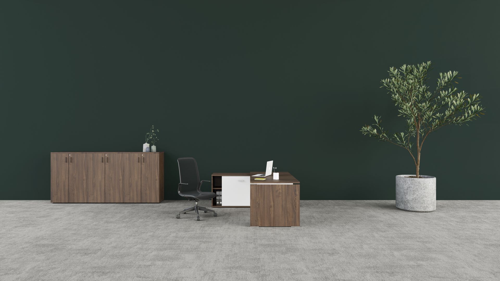 Bureau de direction - MOKA - pieds panneaux avec entretoise - fabriqué en France - surface antibactérienne_1