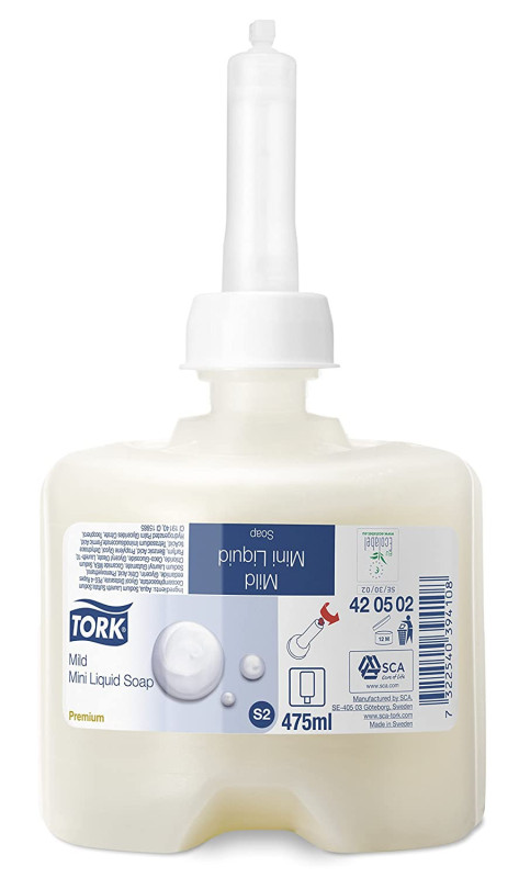 Recharge savon liquide doux mini tork 475ml s2 carton de 8x475ml (420502)_1