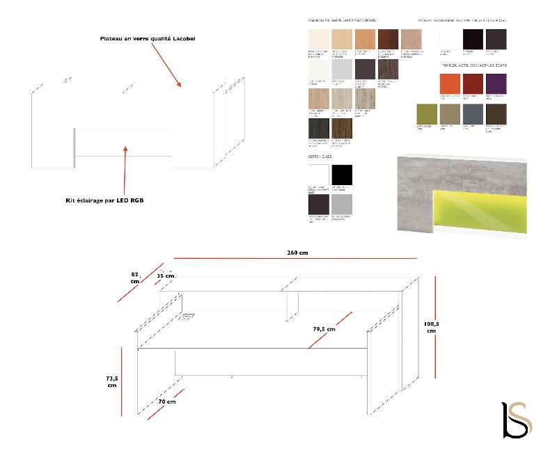 Comptoir d'accueil avec éclairage Block - ACOA - Blanc brillant_1