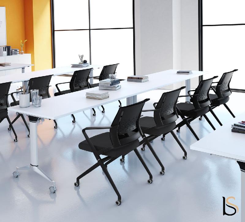 Chaise visiteurs avec assise pliante Plys - Mobel Linea - Noir, 1 siège_1