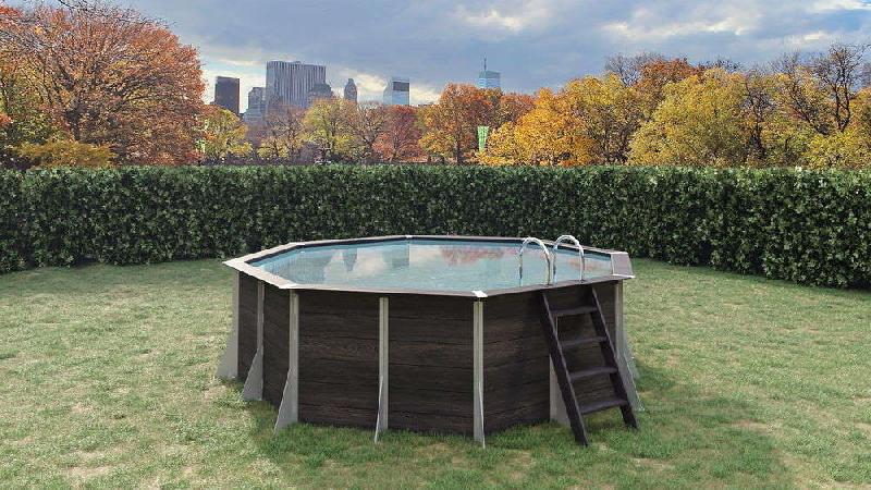 Piscine hors sol octogonale 14,5m² Tatihou - composite PVC/chanvre - structure acier - fabrication française_1