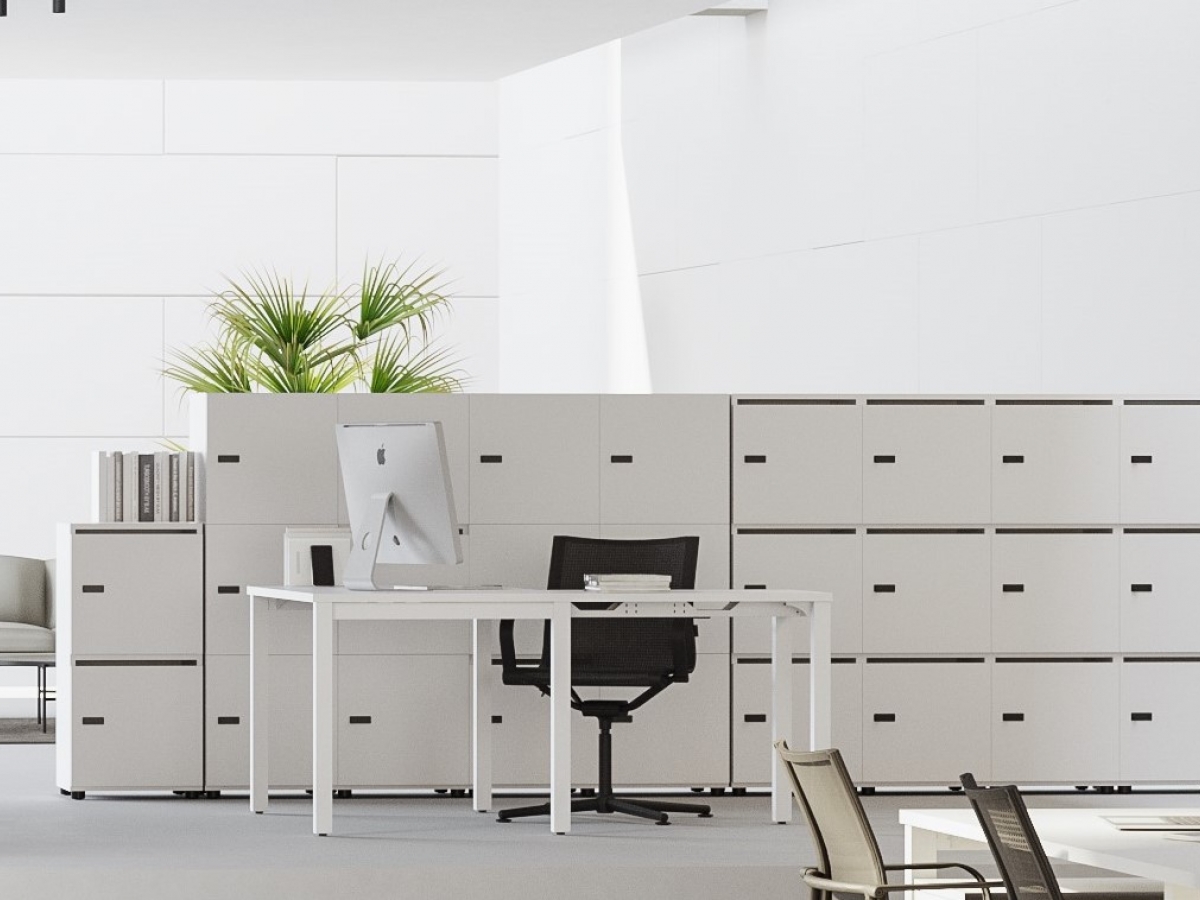Bureau droit avec plateau rectangulaire d'une profondeur de 80 cm -NOVA PLUS_1