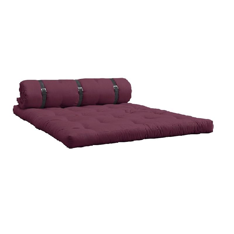 Canapé futon convertible Buckle-Up Sofa - Standard - Couleur bordeaux - Matelas 140x200 cm_1