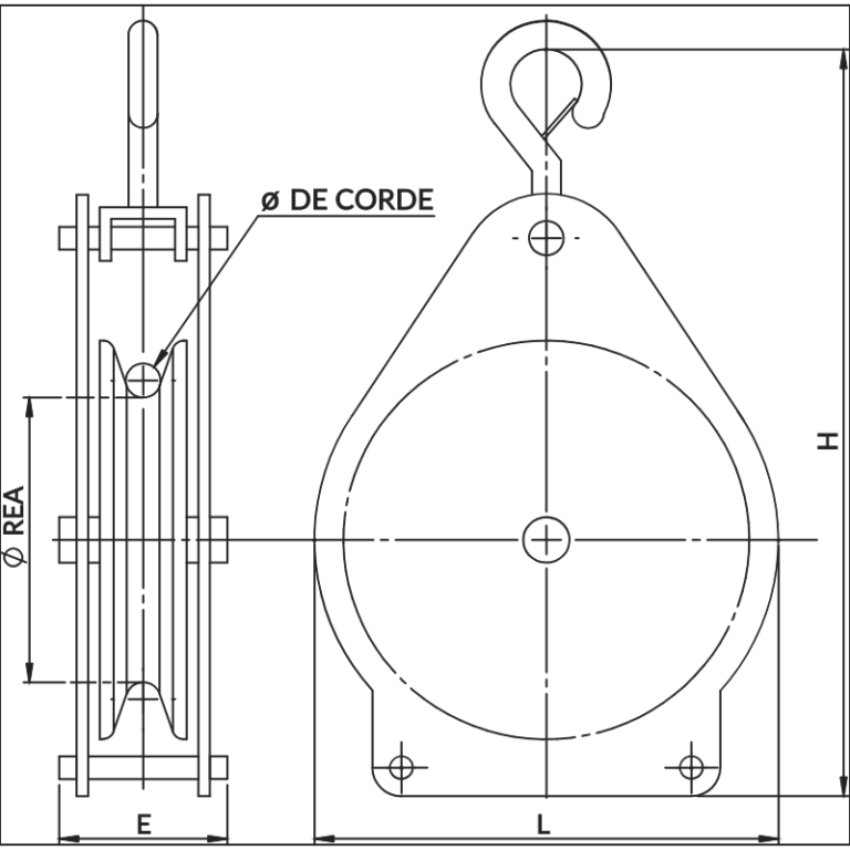 Poulie CLIC avec arrêt automatique - REF : 48100 - Capacité 160kg - Diamètre corde 20 à 30mm_1